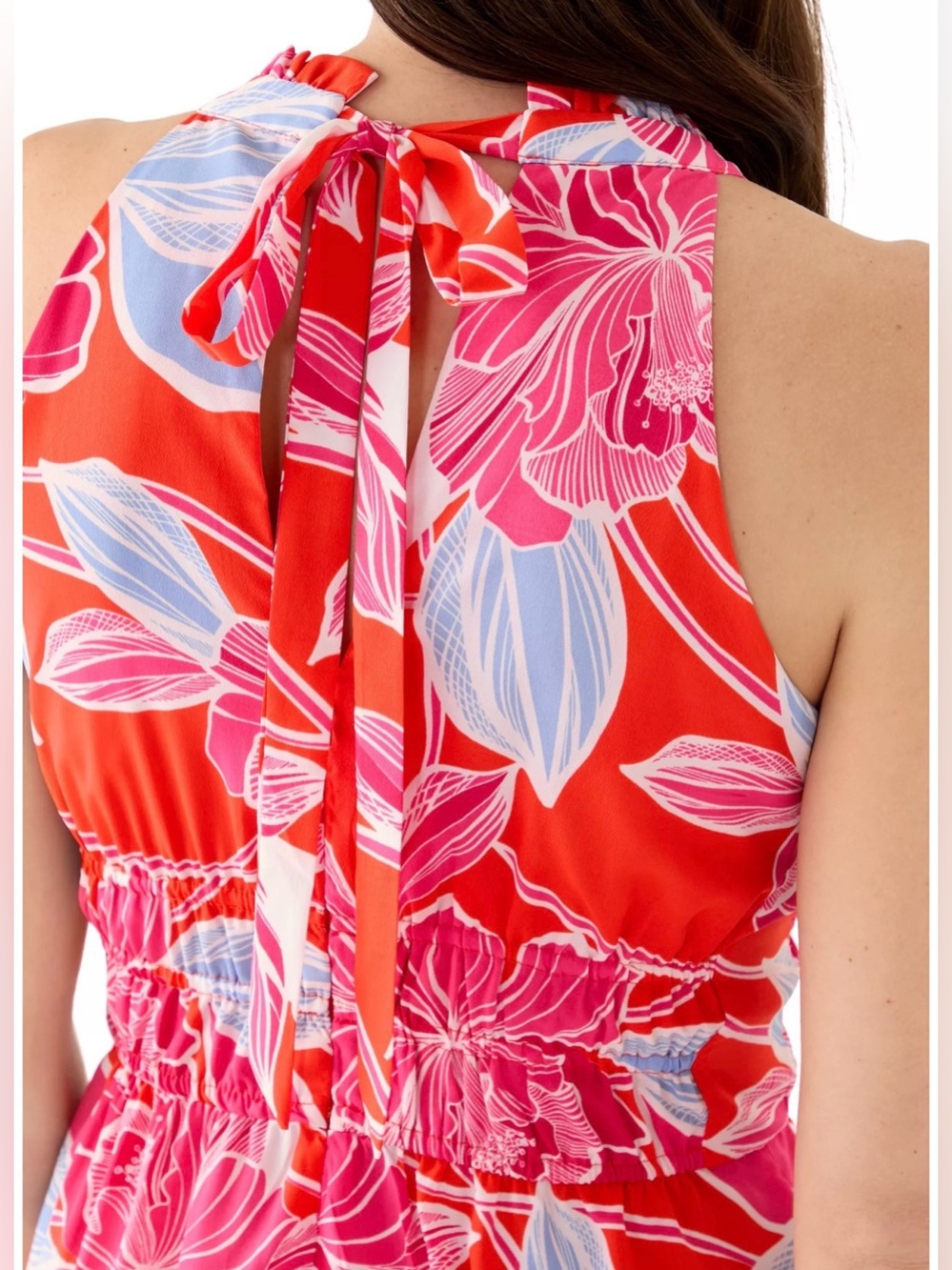Eliza J Red Floral Tiered Halter Dress Size 12 NWT - Picture 4 of 5